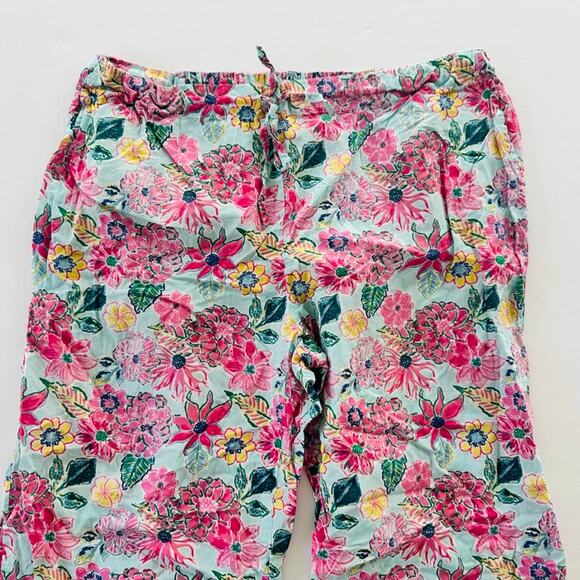 Mahogany Floral Drawcord Pajama Pants Pink Blue XL Wide Leg 100% Cotton India - Picture 3 of 7